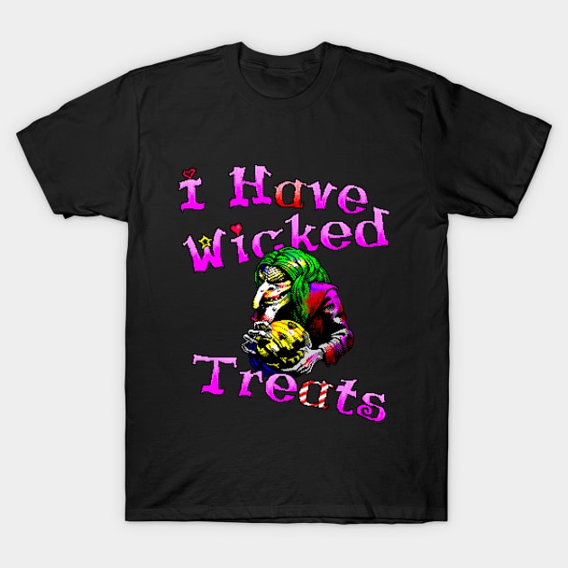 Halloween Wicked Treats Witch 8 Bits Art T-Shirt by 8 Fists of Tees